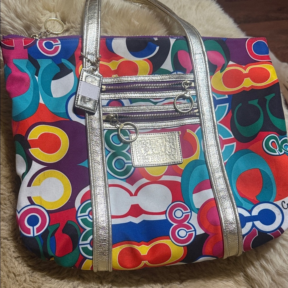 Vintage Coach Poppy Pop Signature C Glam Tote (Style 13839)